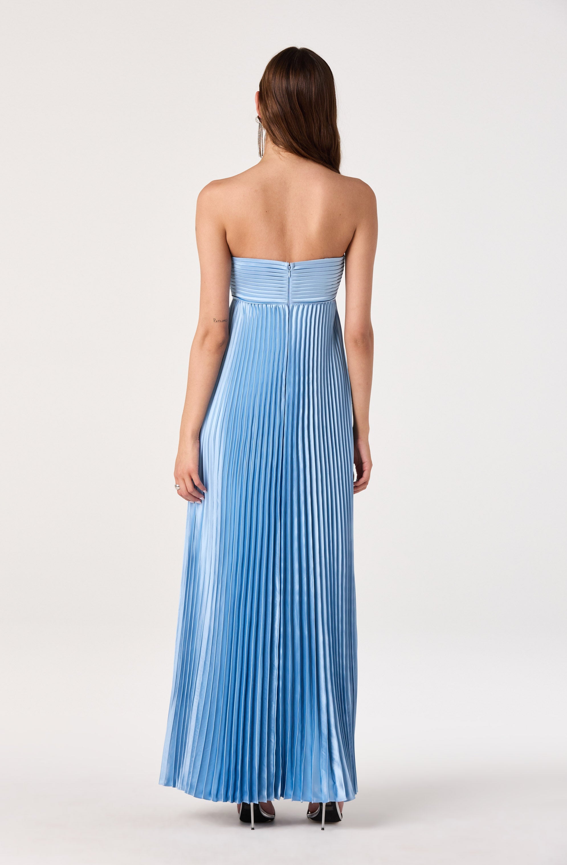 Cyrina Plissé Strapless Maxi Gown