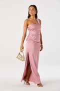 Catori One-Shoulder Ruched Satin Maxi Dress