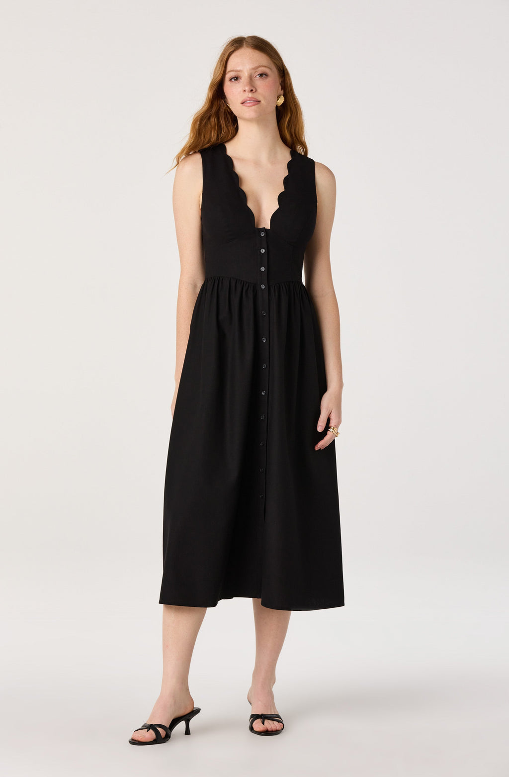 Cory V-Neck Button-Front Midi Dress