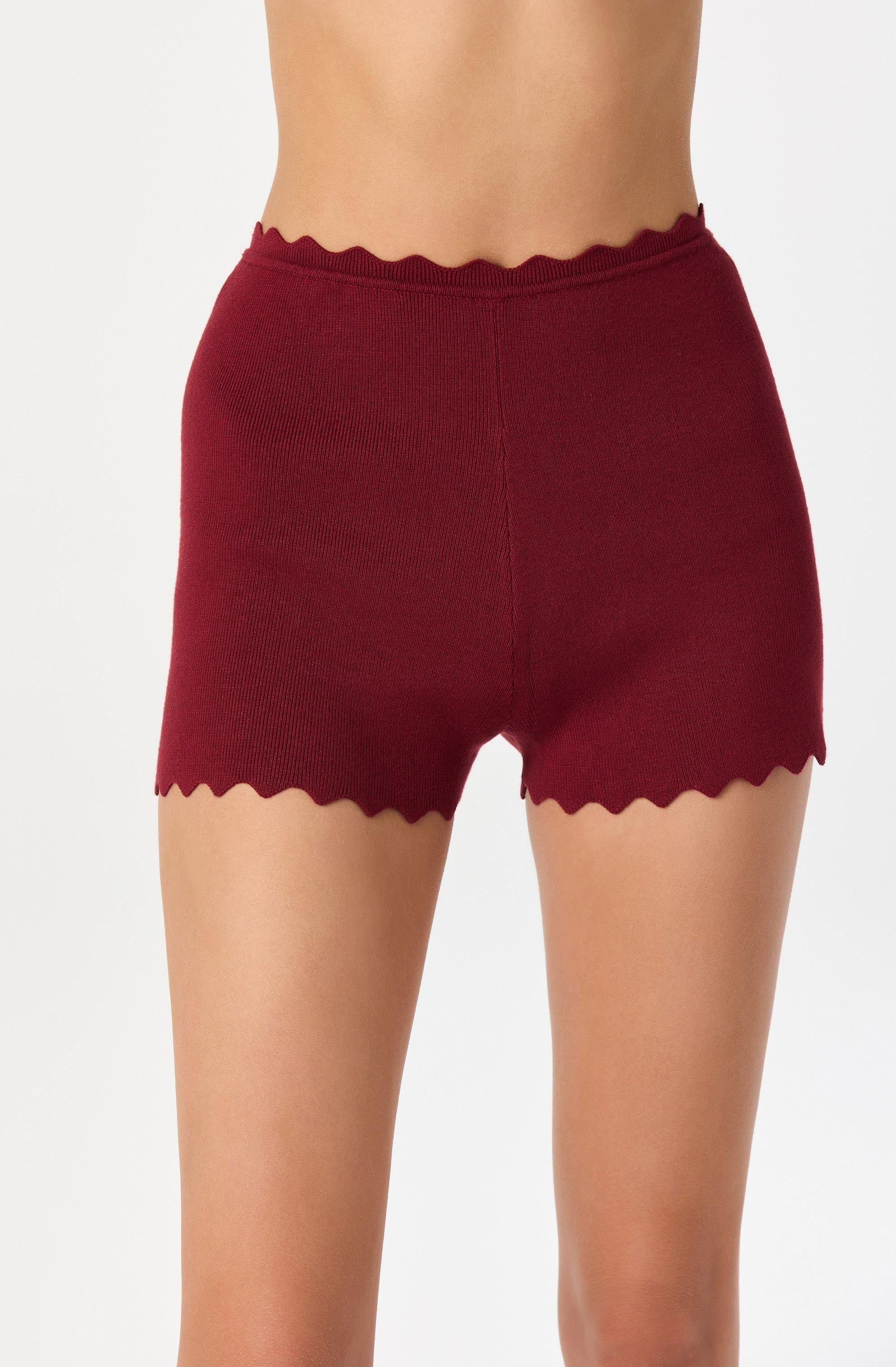 Scalloped Trim Sweater Shorts