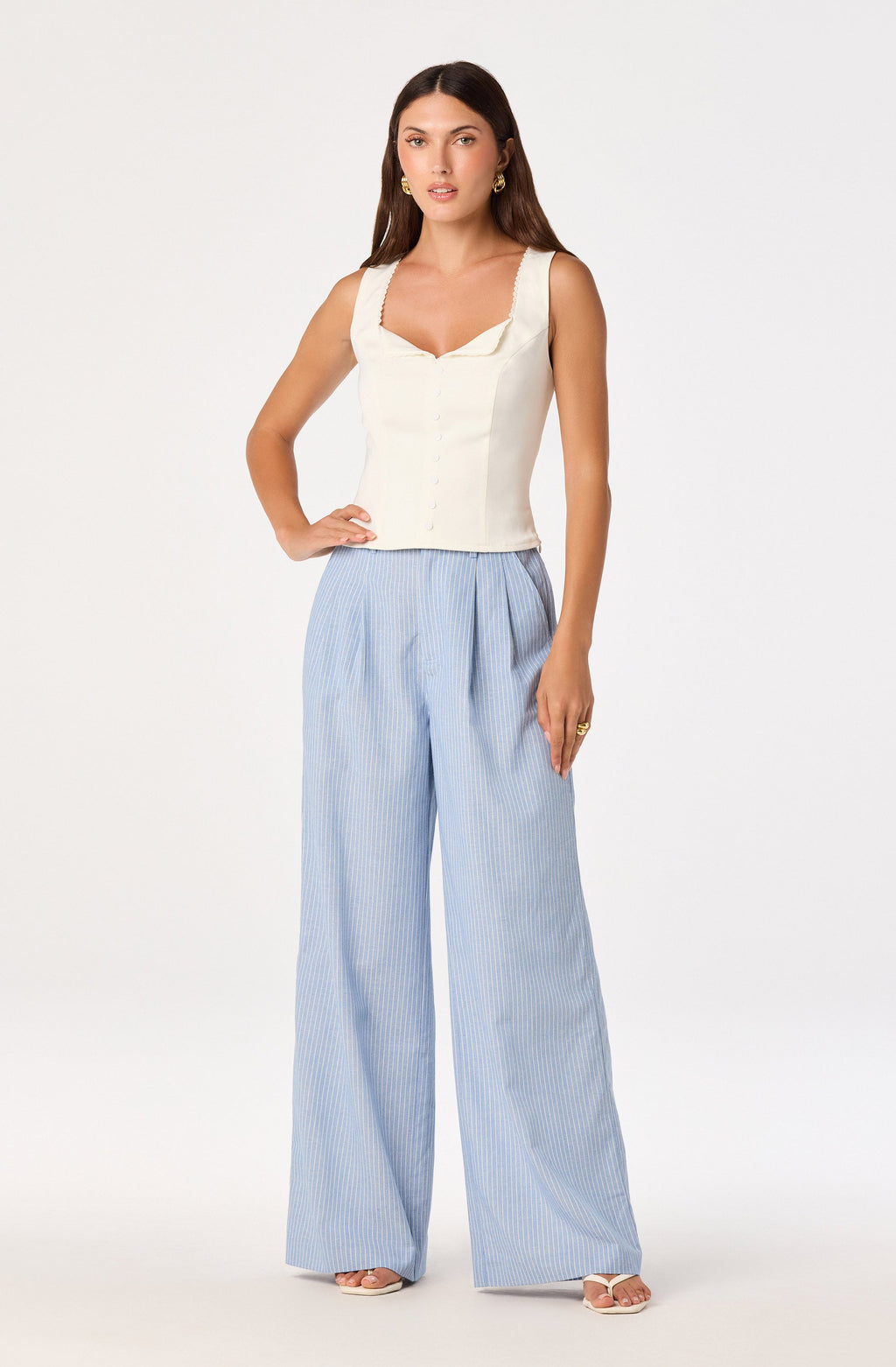 Linsey Striped Wide Leg Linen Pants