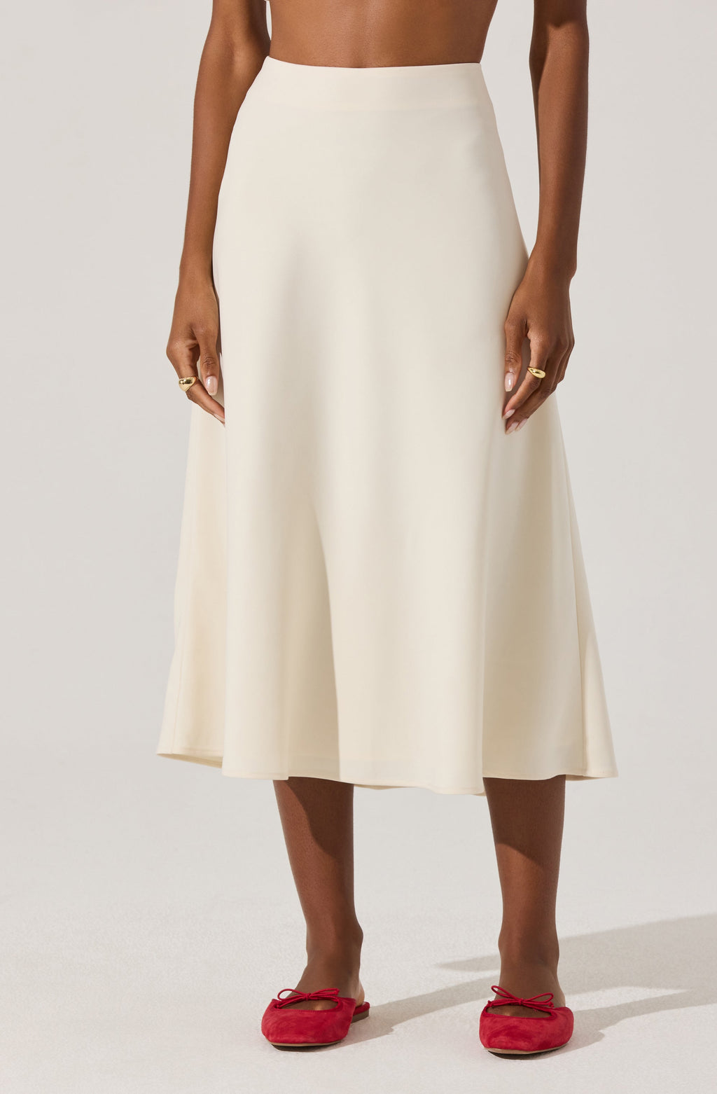 Woven A-Line Midi Skirt