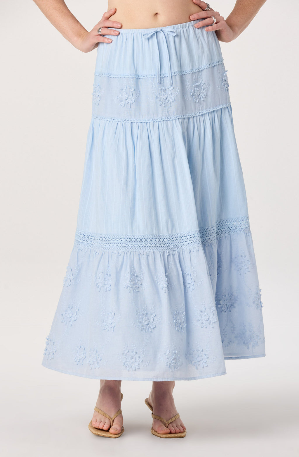 Gwyn Embroidered Midi Skirt