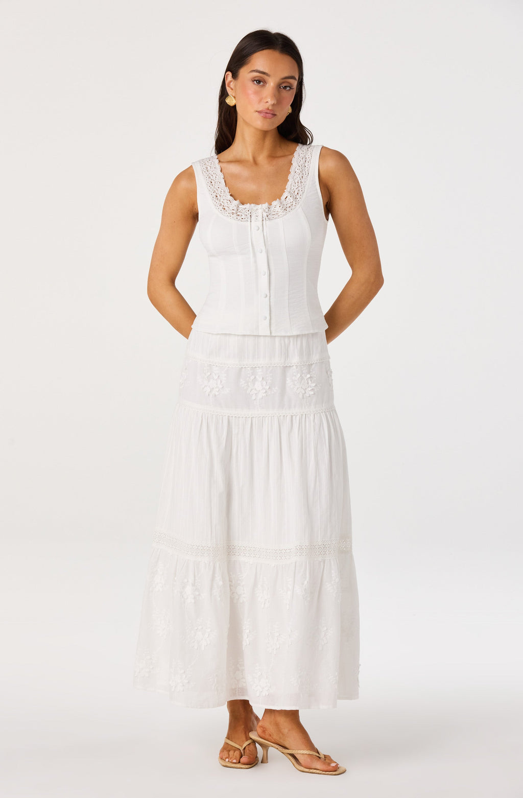 Gwyn Embroidered Midi Skirt
