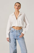 Bubble Hem Cropped Poplin Shirt