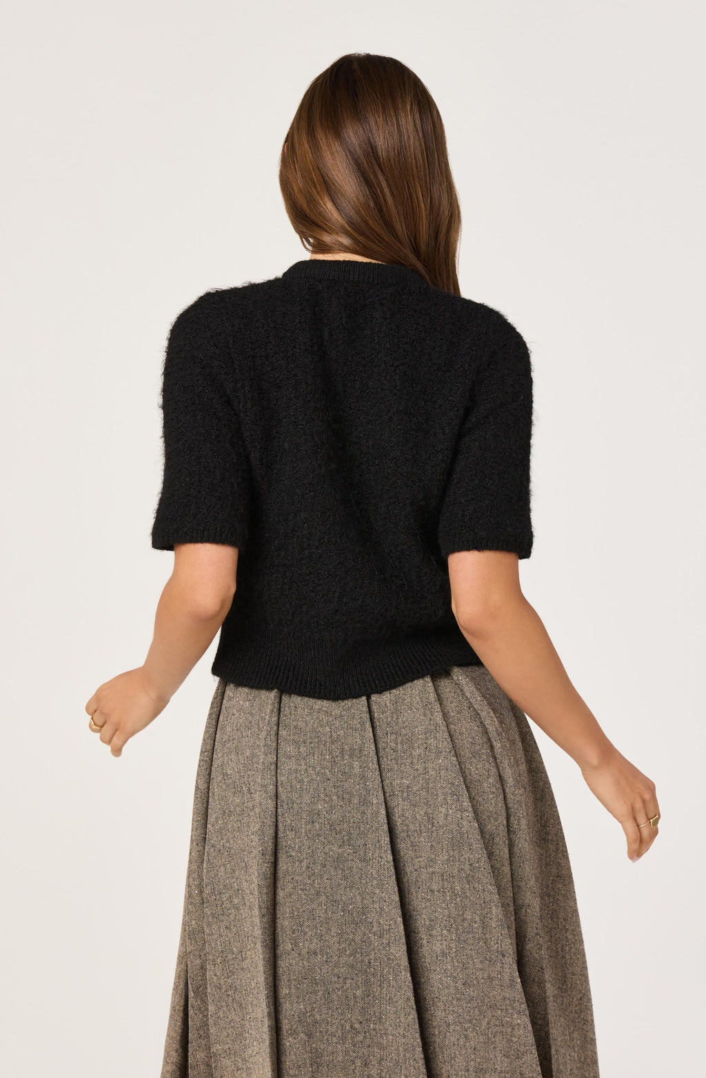 Organza Bow Short Sleeve Cardigan
