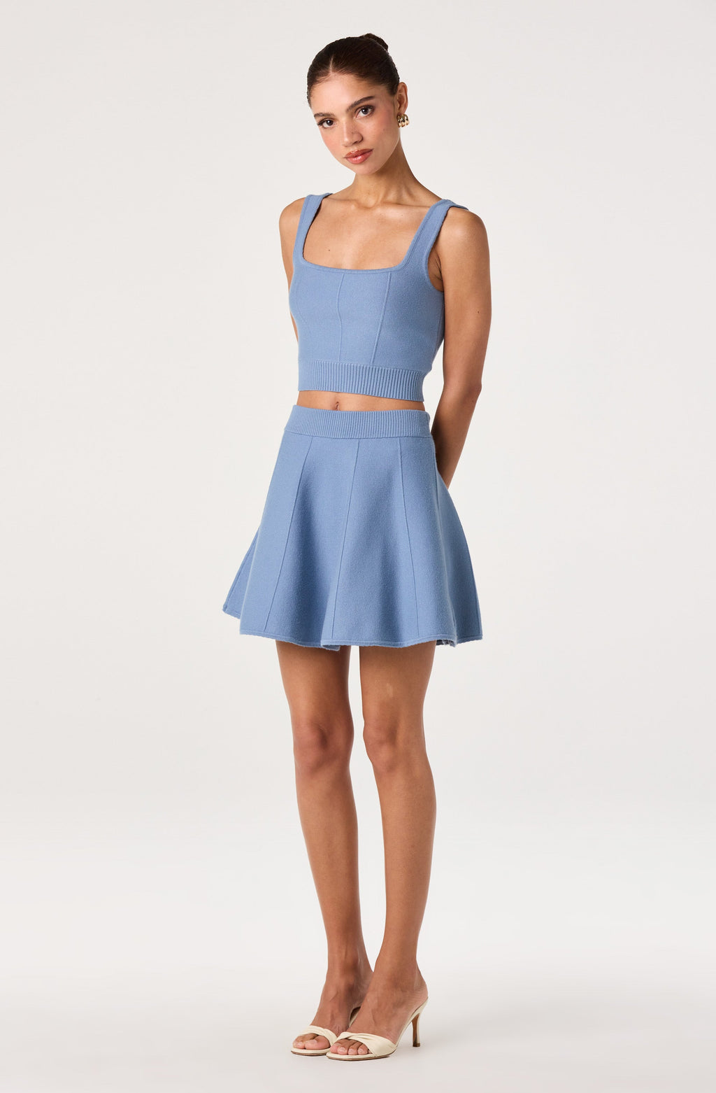 Shaylla Ribbed Square-Neck Cropped Tank