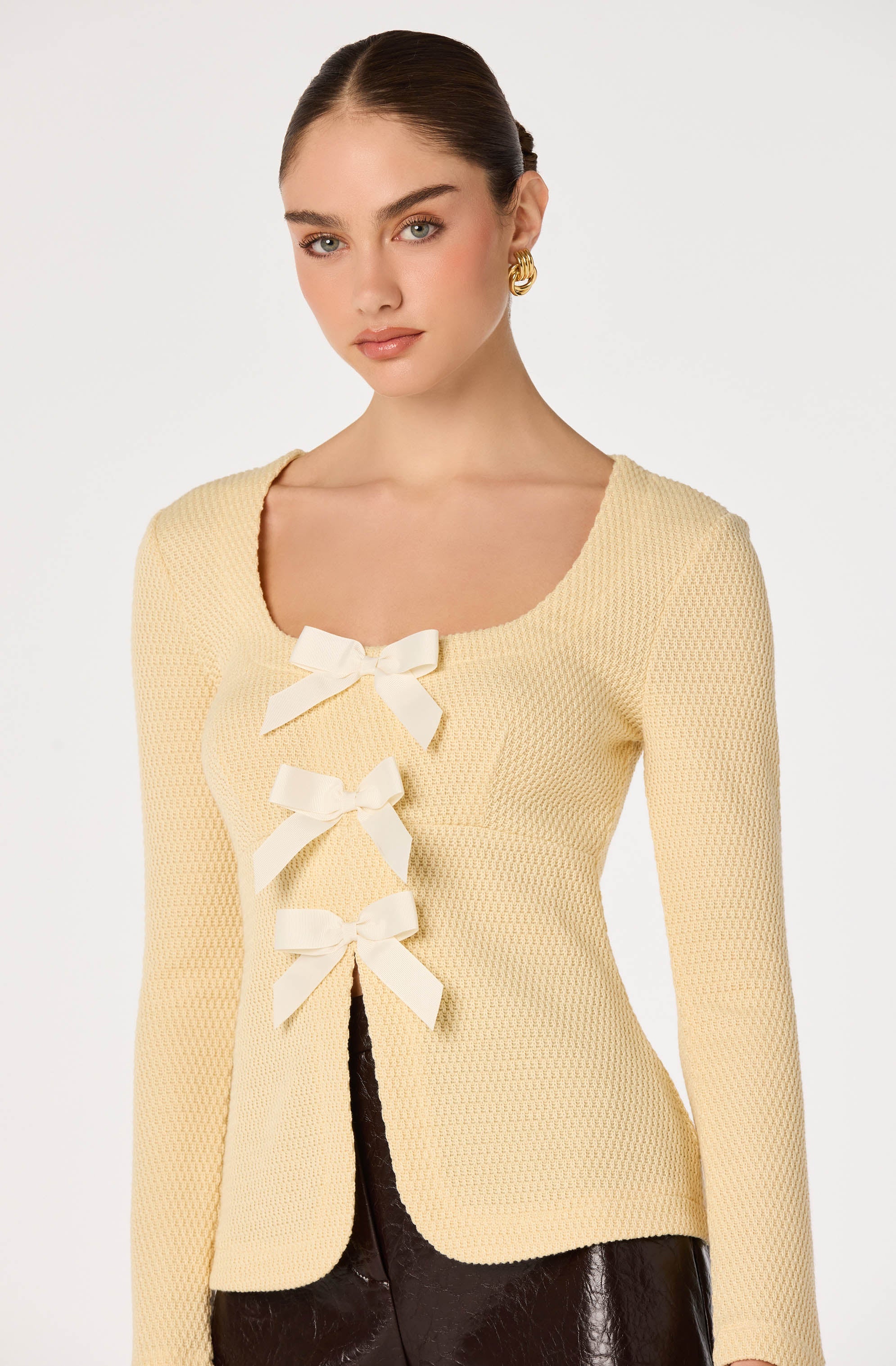 Textured Bow Flyaway Top