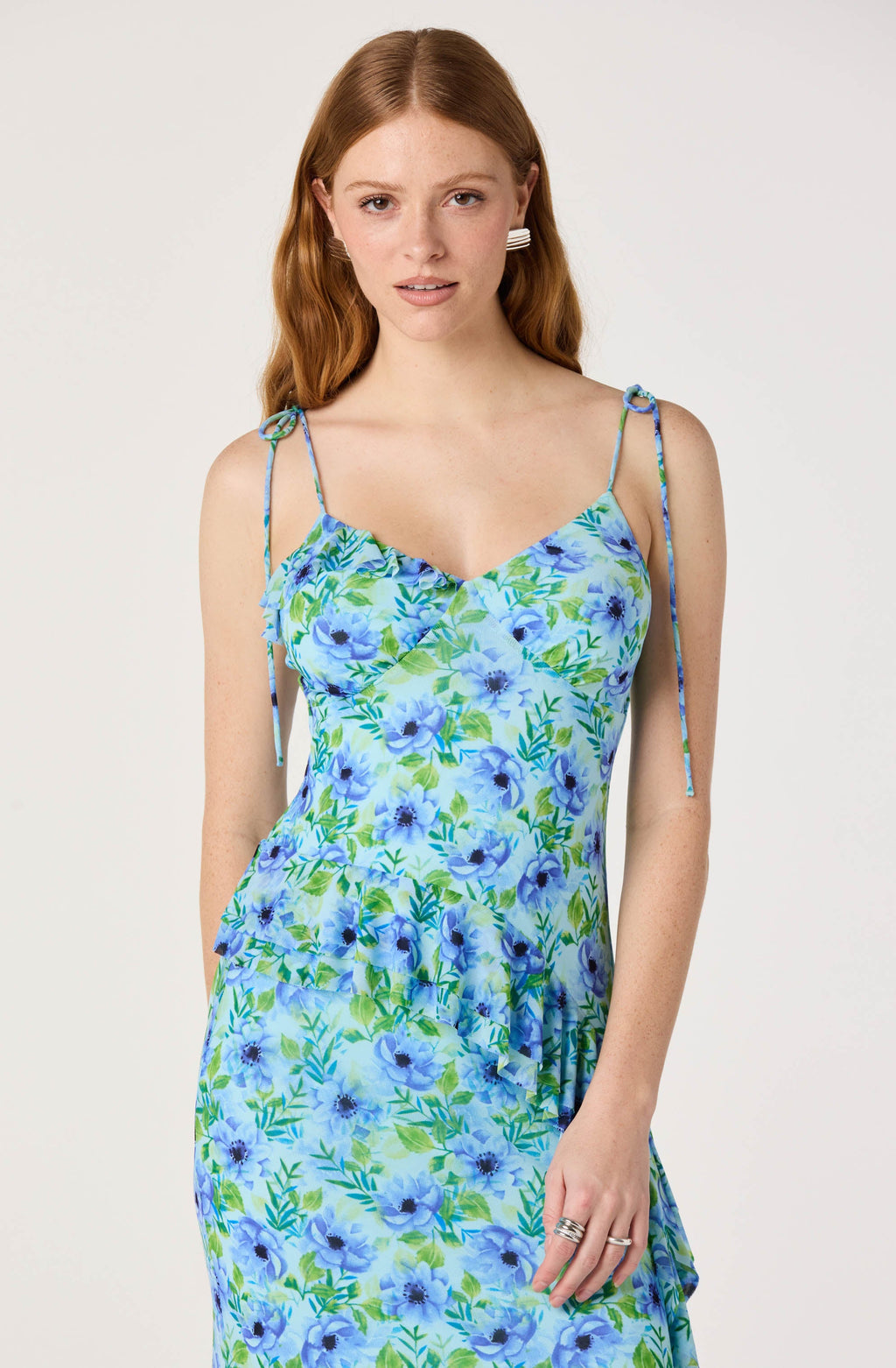 Mejra Floral Ruffle Asymmetric Tank Top