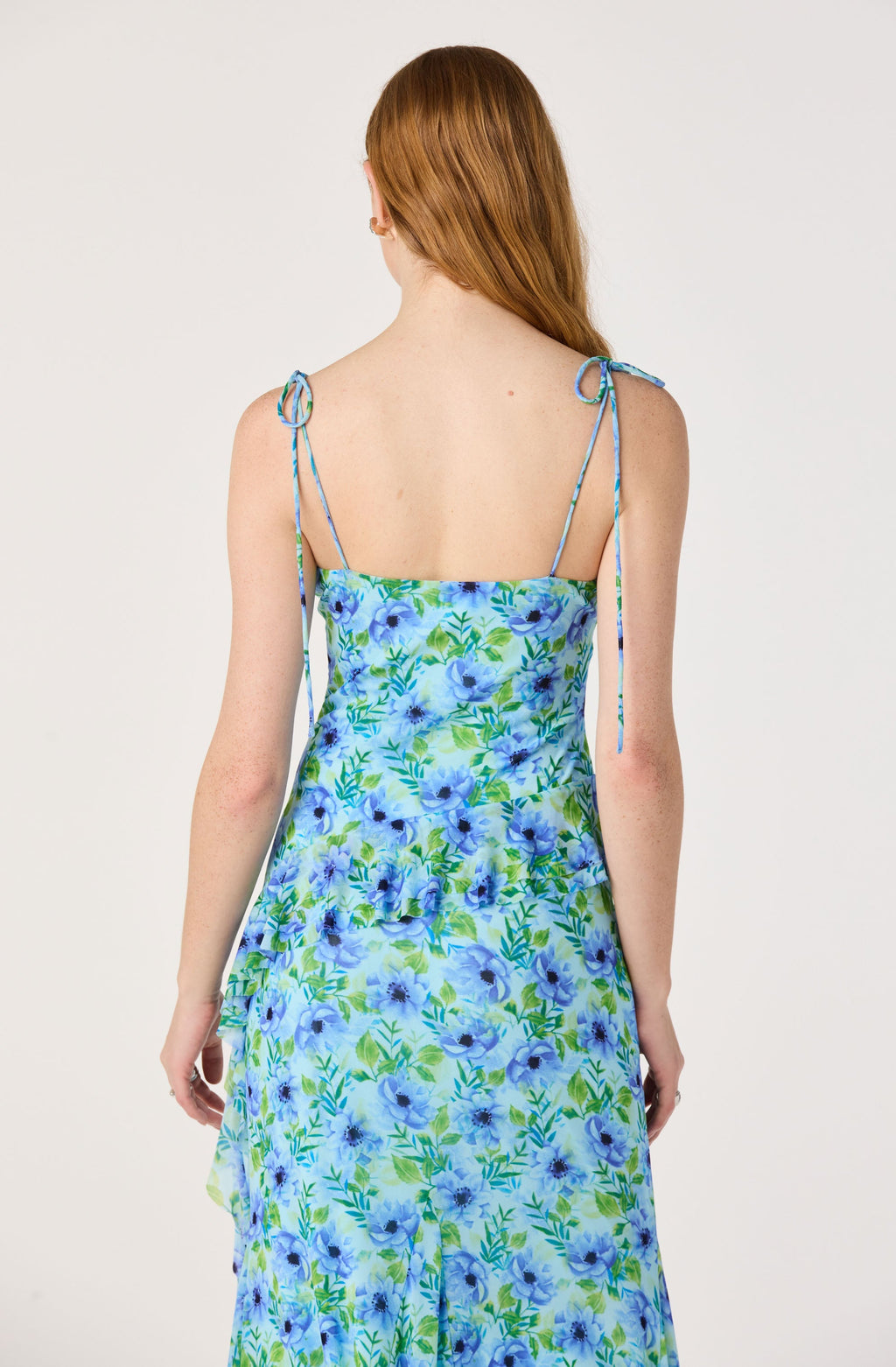 Mejra Floral Ruffle Asymmetric Tank Top