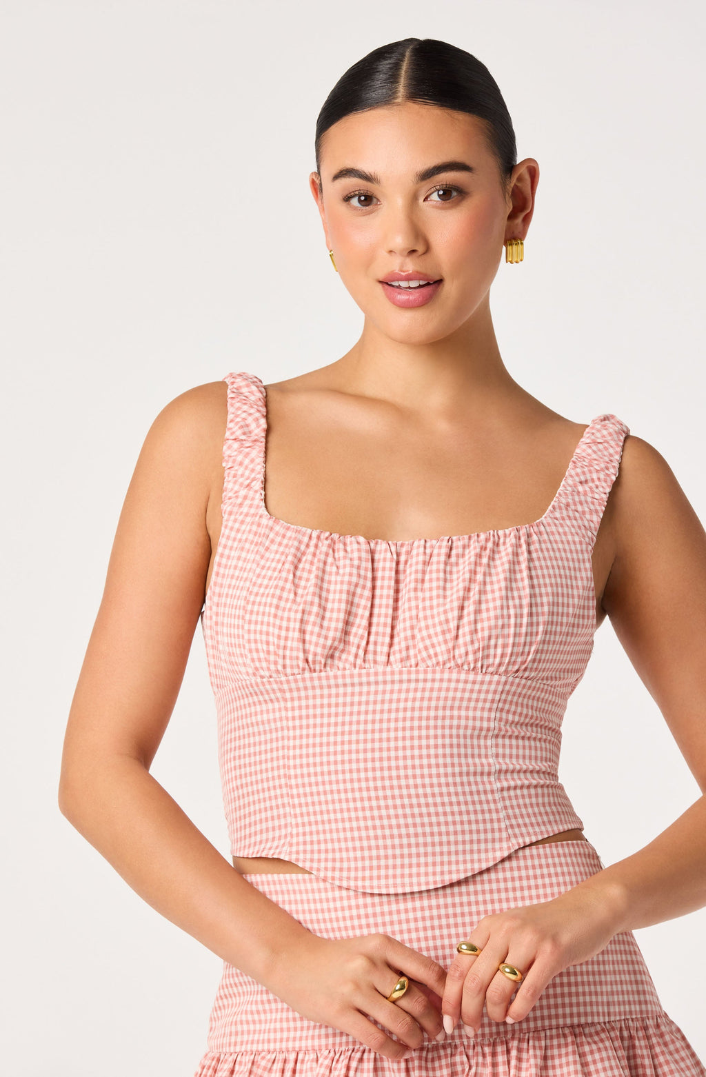 Penny Gingham Bustier Crop Top