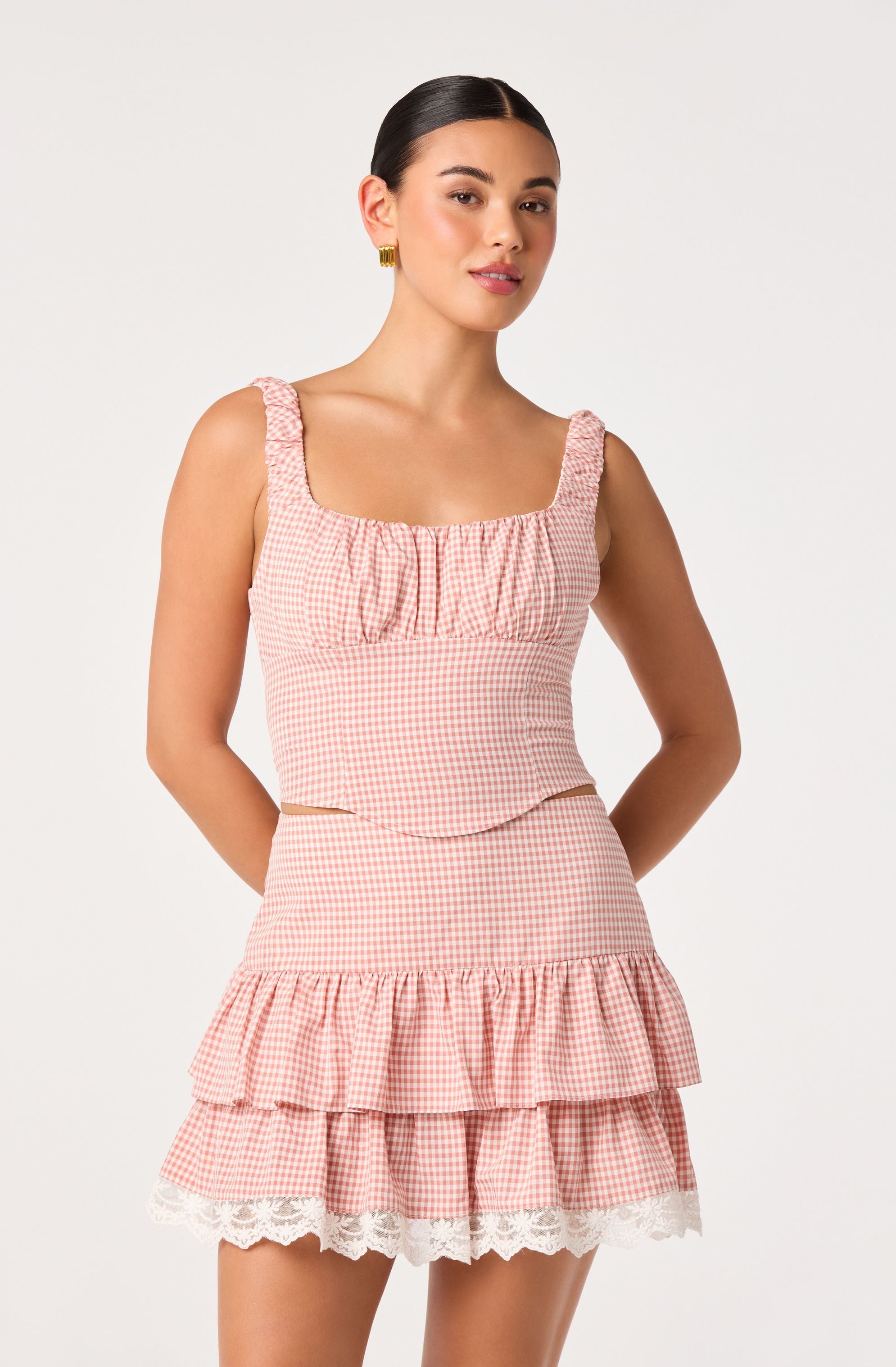 Penny Gingham Bustier Crop Top