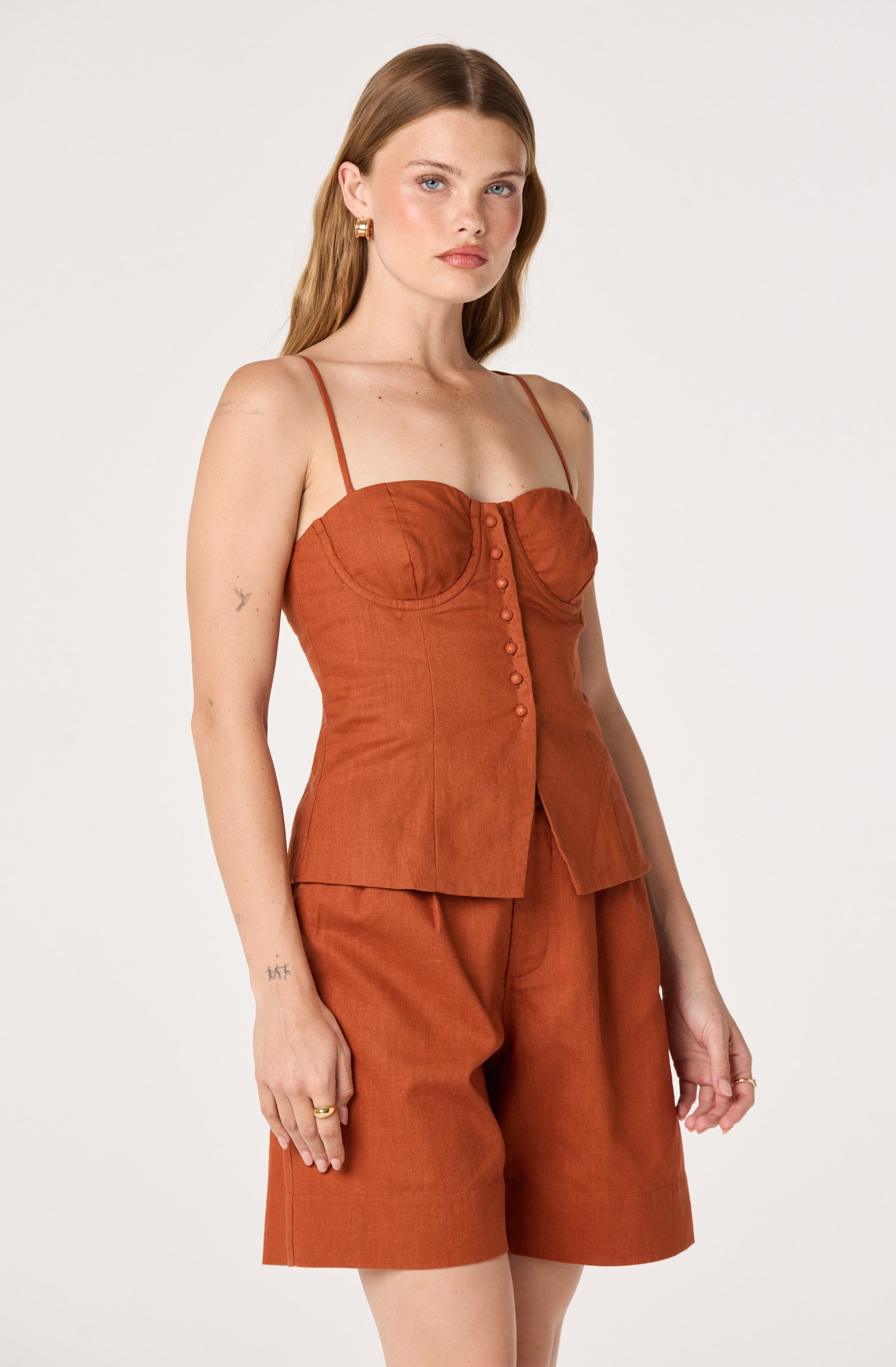 Koda Linen Bustier Crop Top