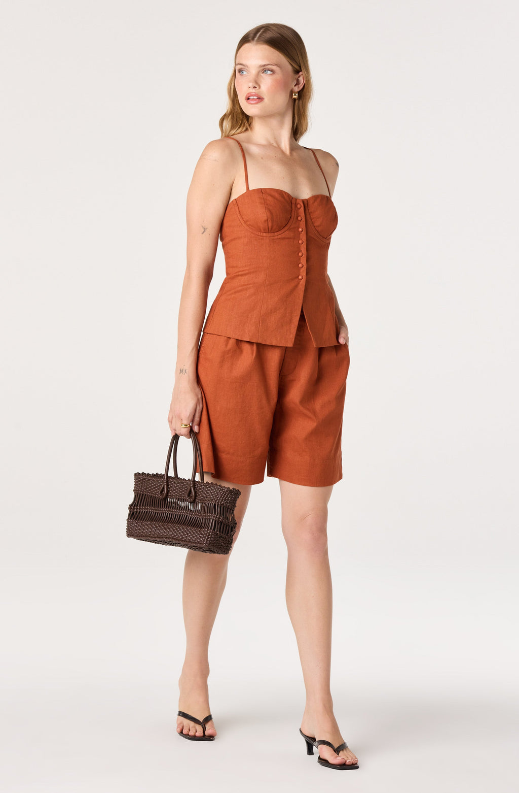 Koda Linen Bustier Crop Top