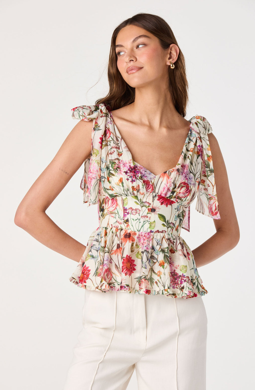 Lenora Floral Corset Peplum Top