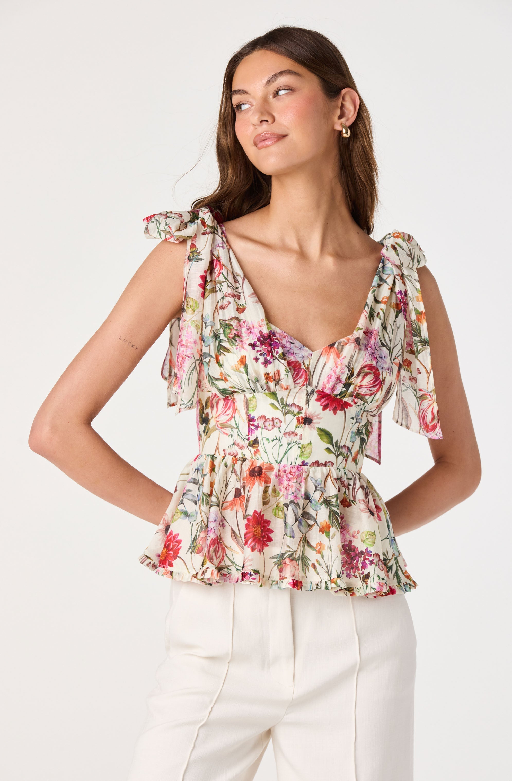 Lenora Floral Corset Peplum Top