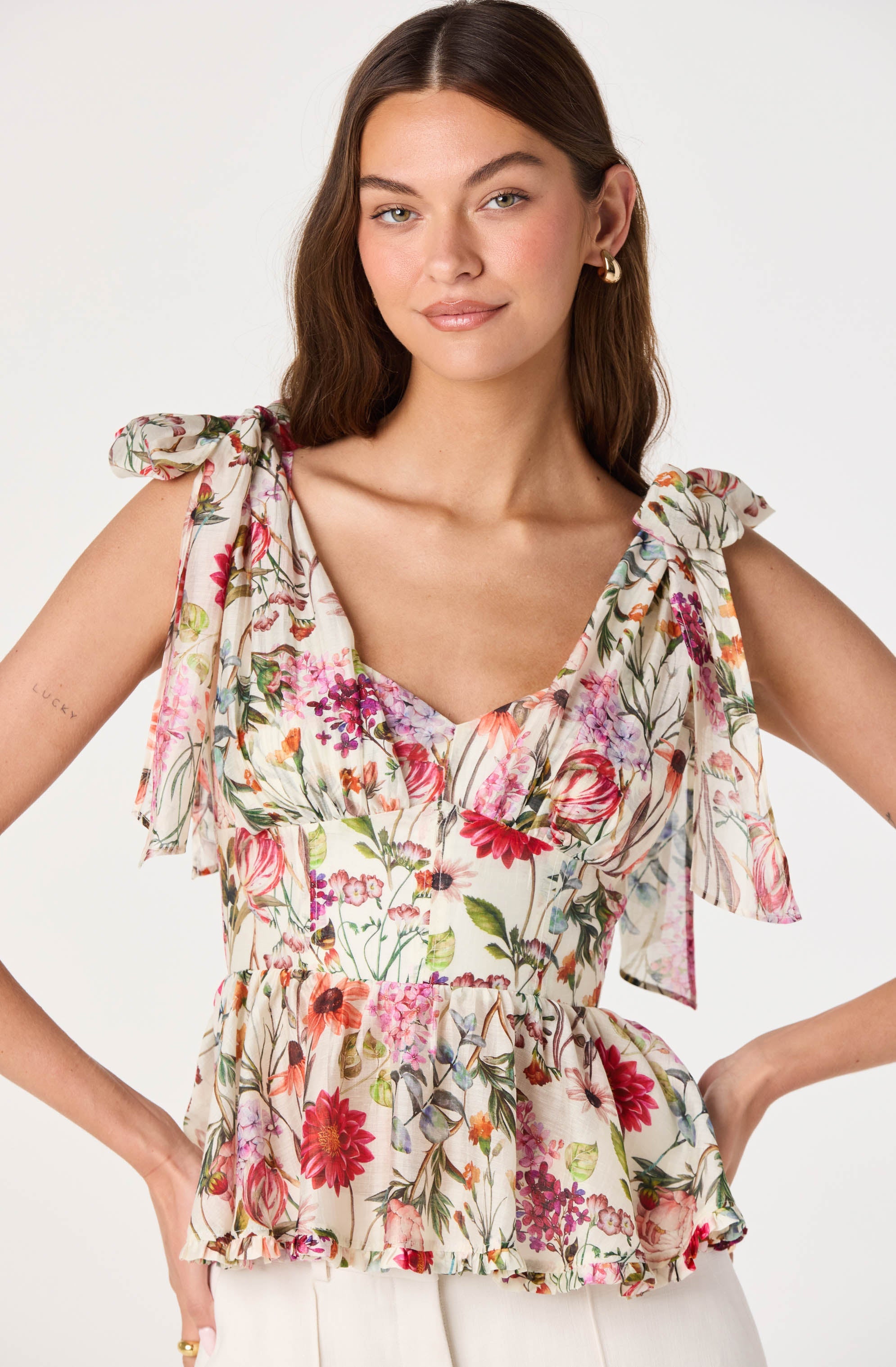 Lenora Floral Corset Peplum Top