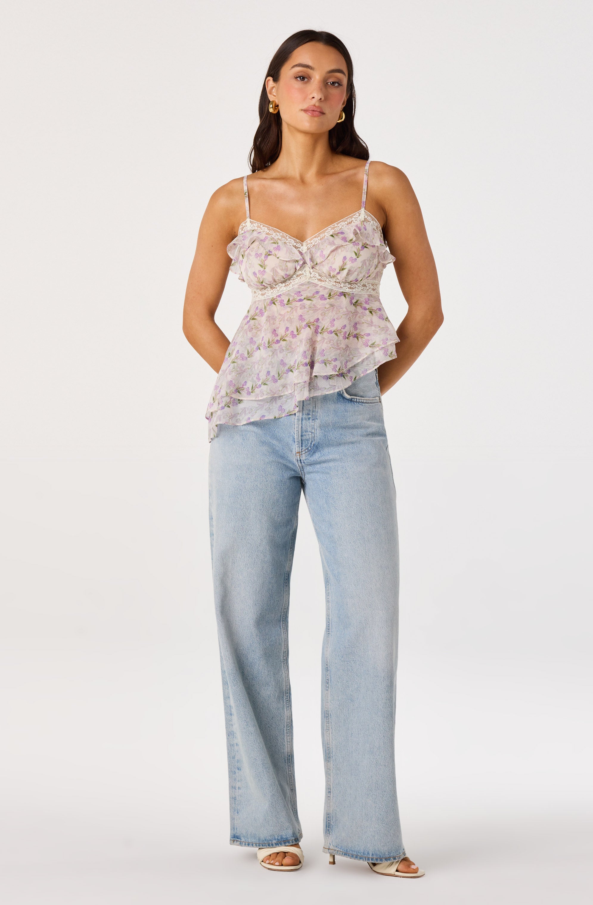 Zissel Lace Trim Tank Top