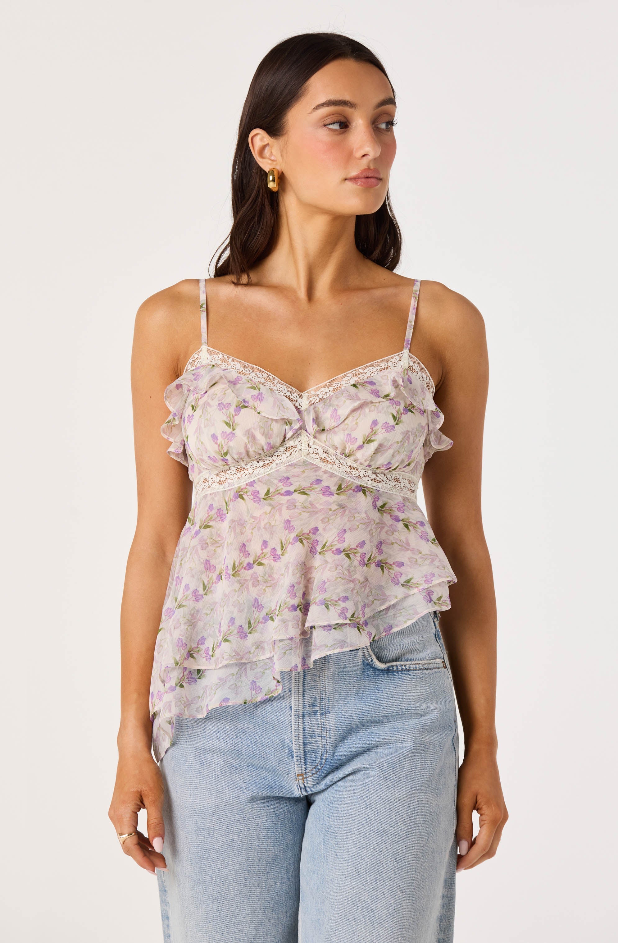 Zissel Lace Trim Tank Top