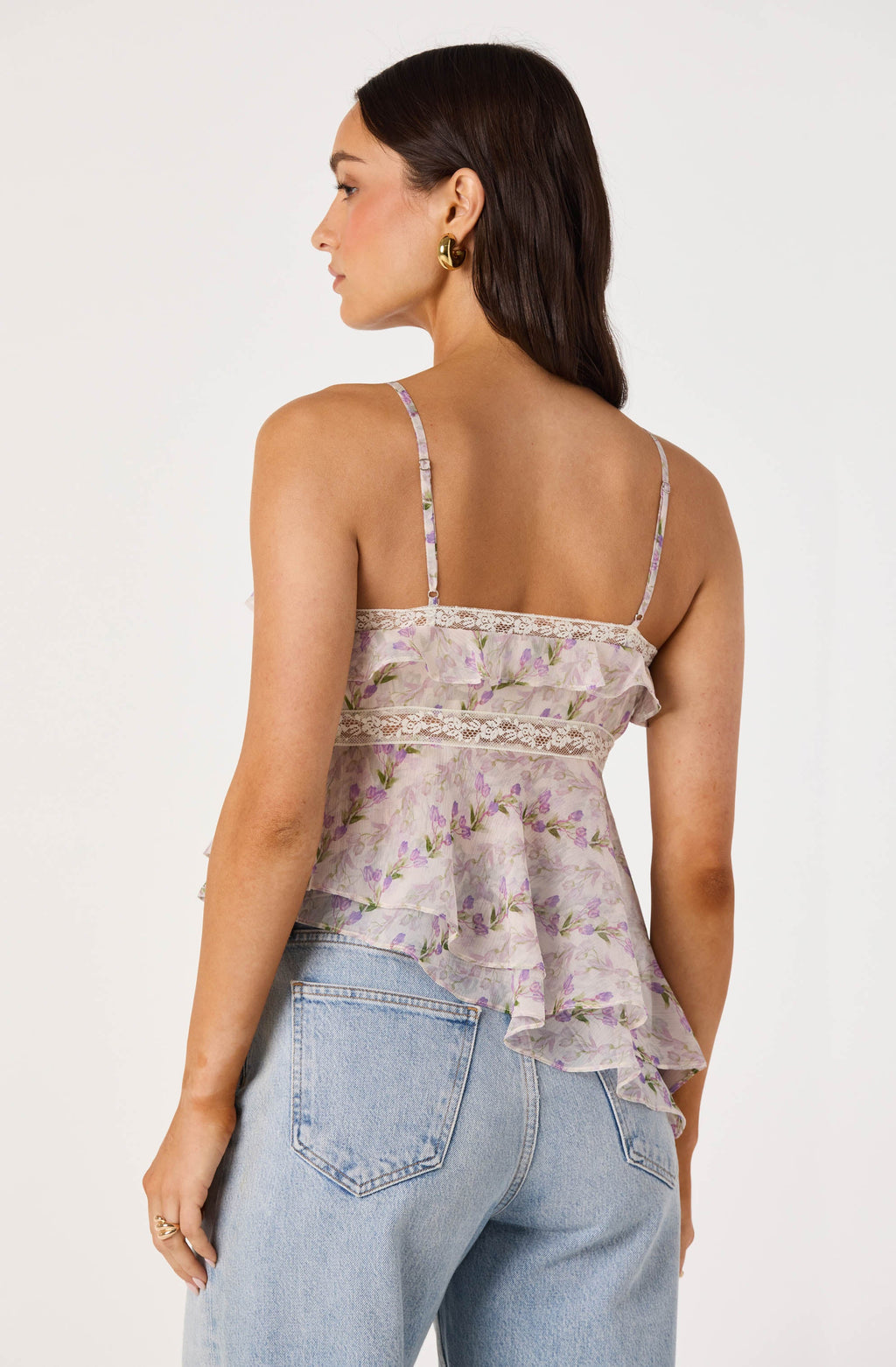 Zissel Lace Trim Tank Top