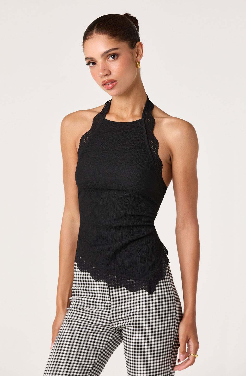 Zoe Lace Trim Halter Top