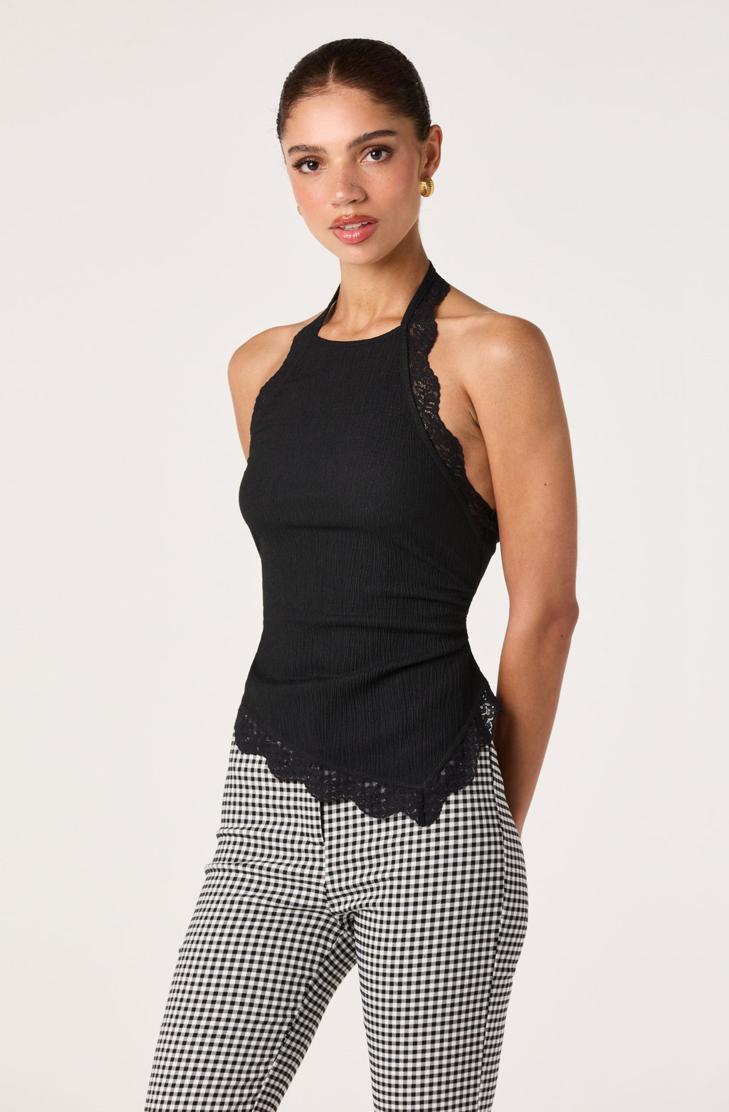 Zoe Lace Trim Halter Top