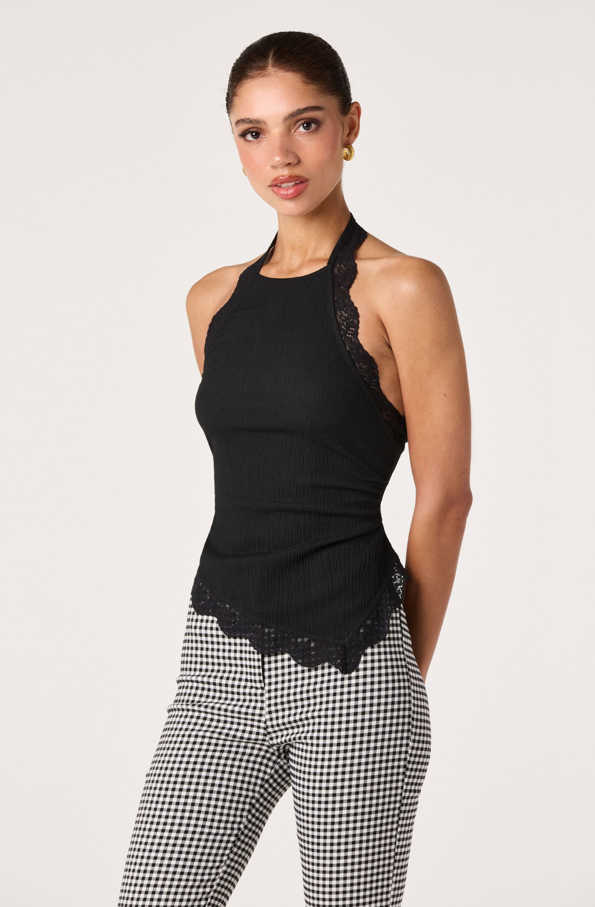 Zoe Lace Trim Halter Top