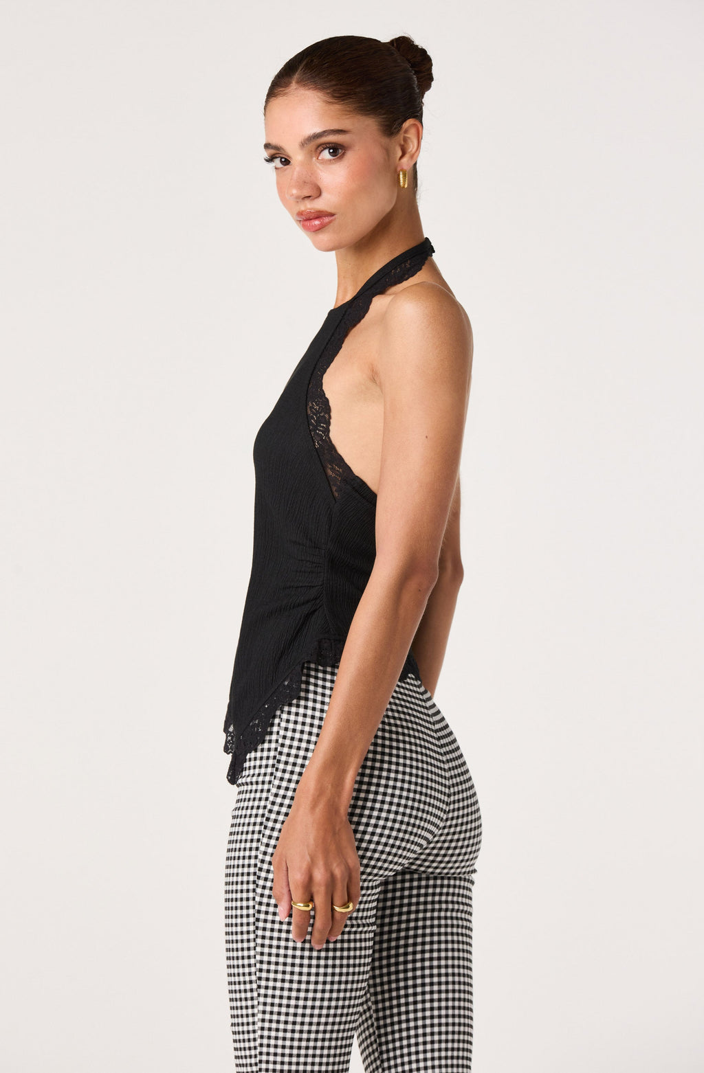 Zoe Lace Trim Halter Top
