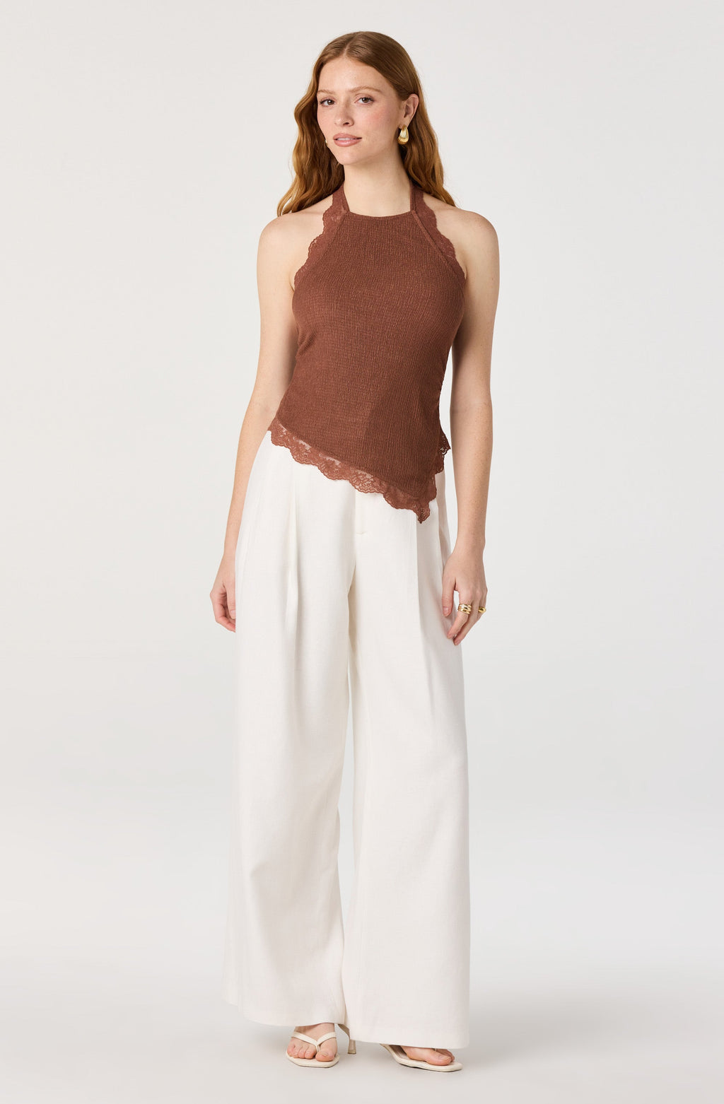 Zoe Lace Trim Halter Top
