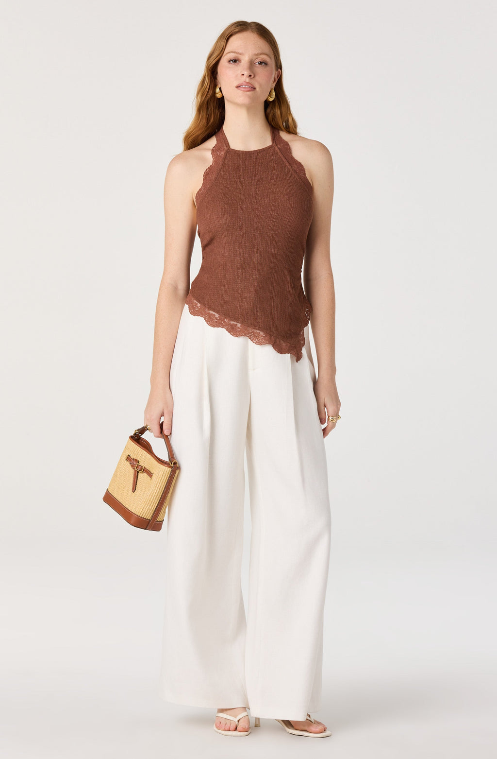 Zoe Lace Trim Halter Top