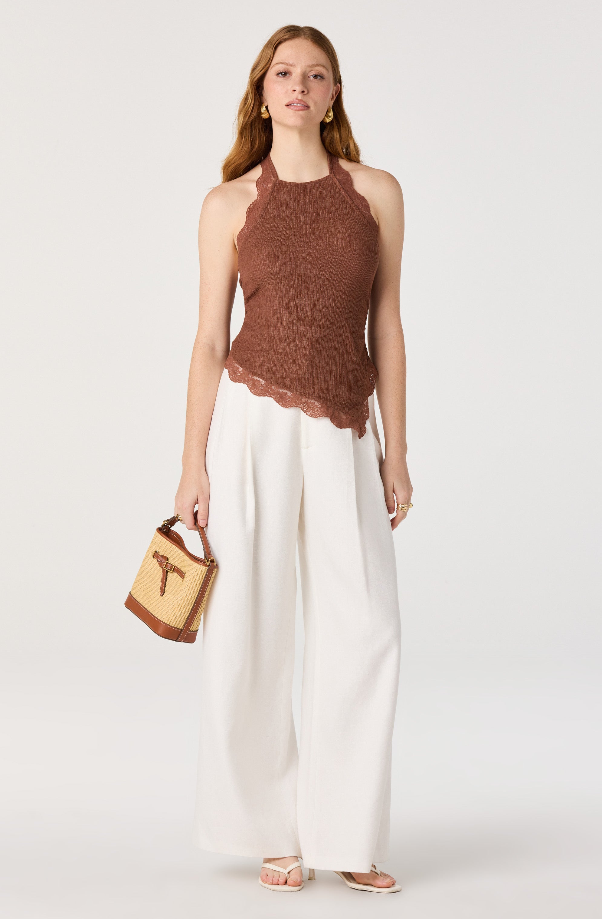 Zoe Lace Trim Halter Top