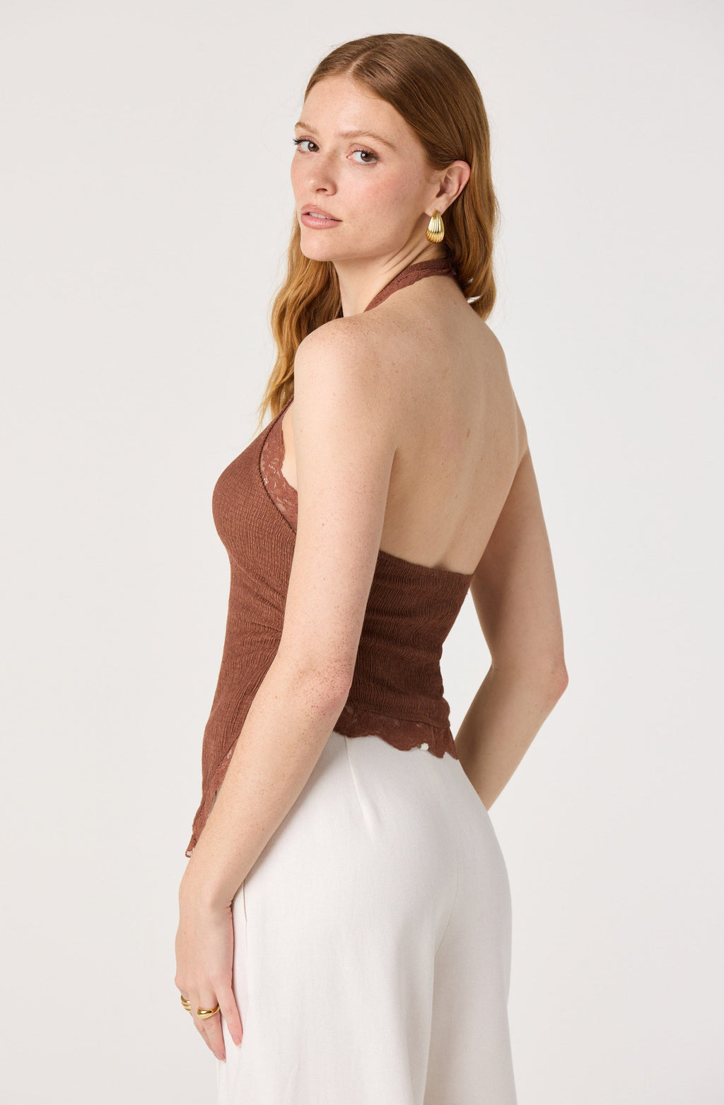 Zoe Lace Trim Halter Top