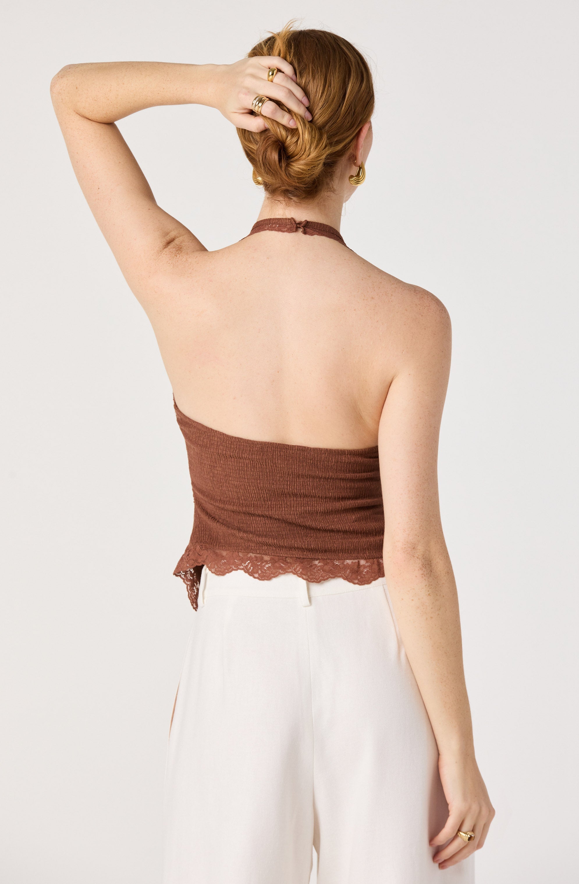 Zoe Lace Trim Halter Top
