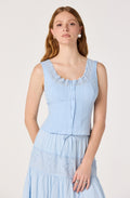 Victoria Crochet Trim Button-Front Top